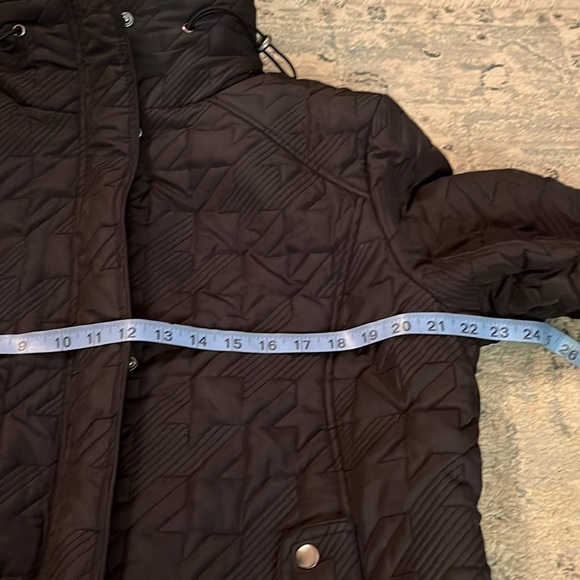 Weathercast Black Houndstooth Quilted Jacket with Hideaway Hood - Picture 12 of 16